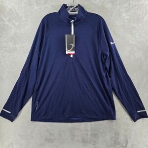 Zero Restriction Performance Pullover Mens Large Navy Blue 1/4 Zip Tech Layer